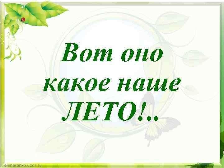 Вот оно какое наше лето трудовое!.